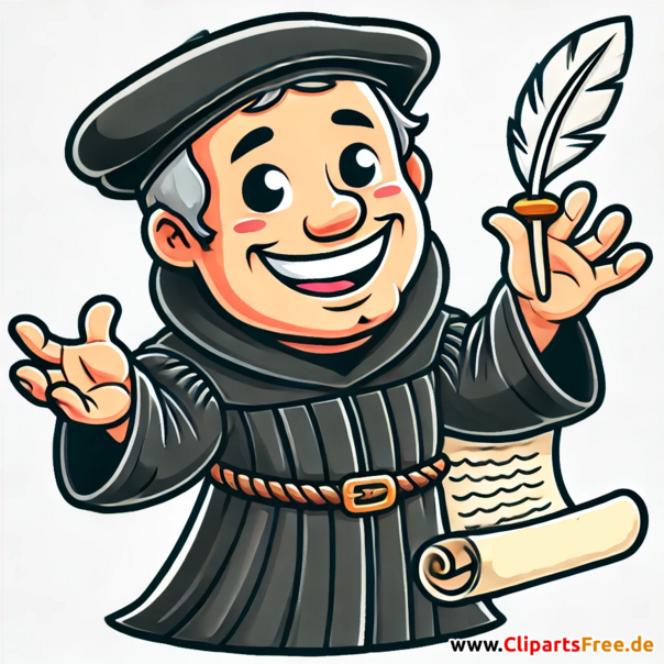 Martin Luther Clipart im Cartoonstil zum Reformationstag
