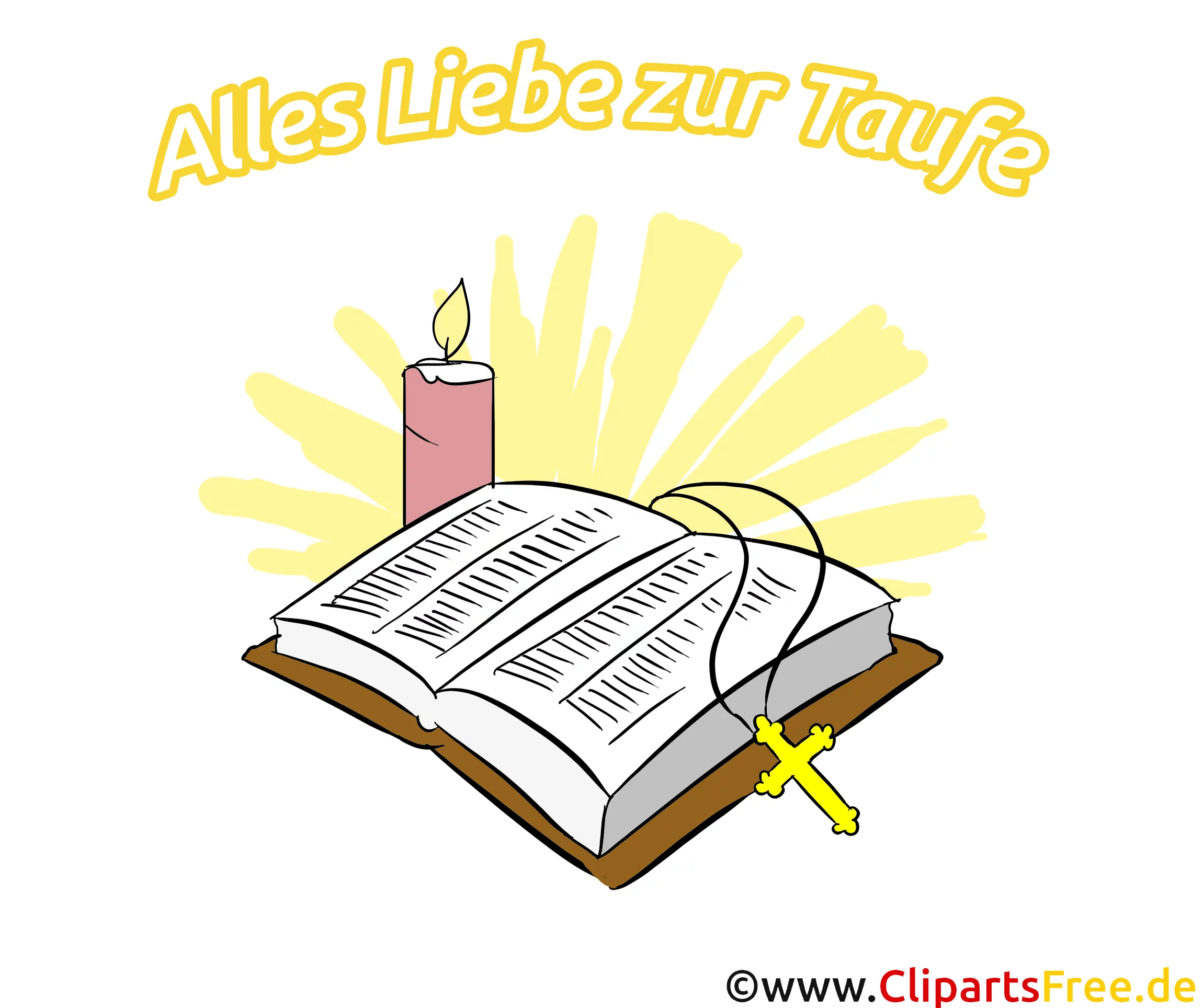 Buch und Kerze Cliparts, Illustrationen, Bilder zum Thema Taufe