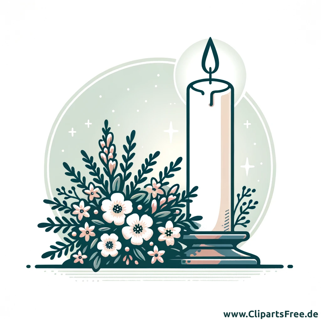 Blümen und Kerze Clipart-Bild zum Totensonntag
