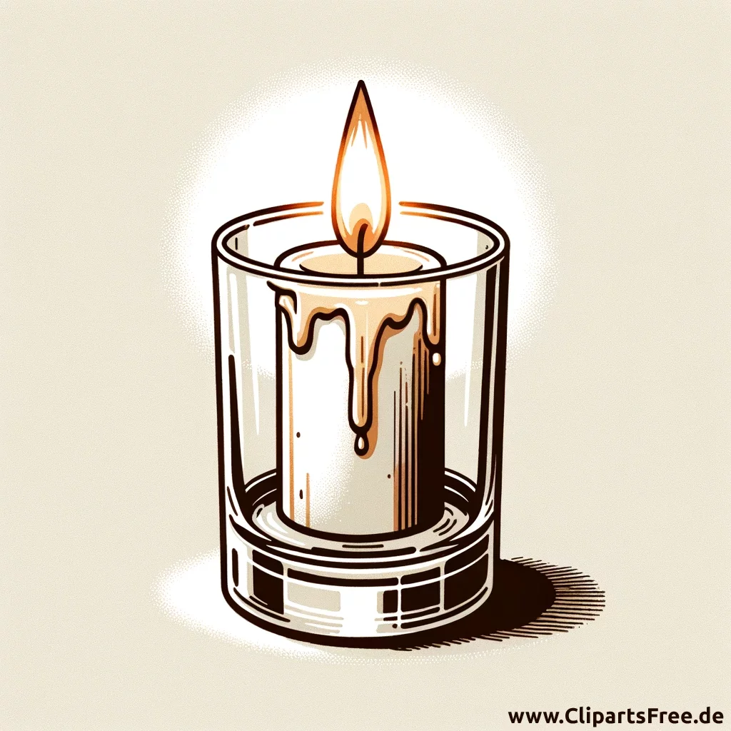 Brennende Kerze im Glas Clipart zum Totensonntag