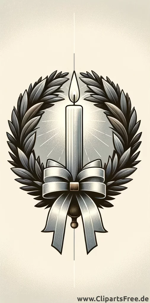 Kerze schwarz-weisses Clipart zum Totensonntag