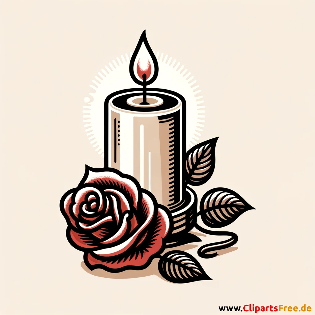 Rose und Kerze Illustration zum Totensonntag