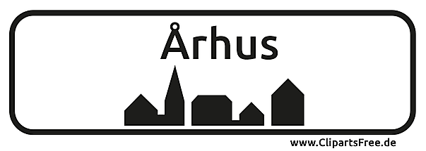 Ortsschild Århus Stadt in Dänemark zum Drucken