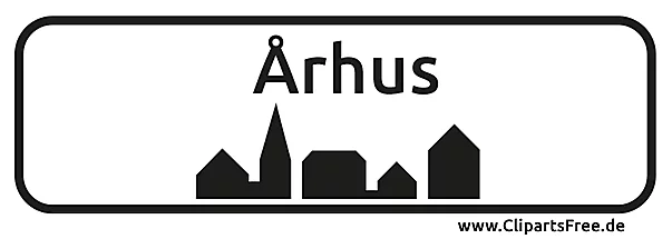 Ortsschild Århus Stadt in Dänemark zum Drucken