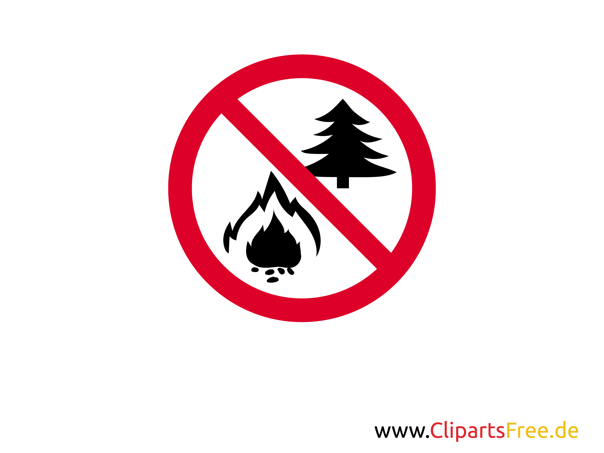 Verbotsschild Kein Feuer im Wald zum Ausdrucken