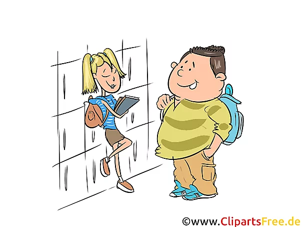 Kinder in der Schule - Pause in der Schule - Bilder, Cliparts