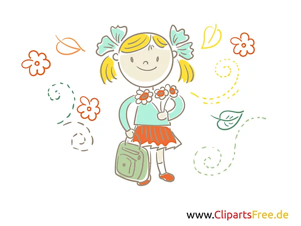 Kostenlose Illustration Mädchen, Schülerin geht in die Schule