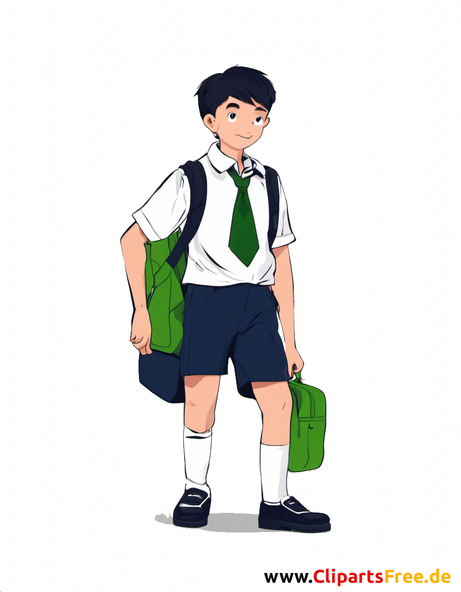 Manga Junge auf dem Weg zur Schule Clip Art kostenlos