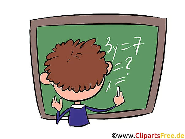 Schüler an der grünen Tafel Clipart, Bild, Illustration