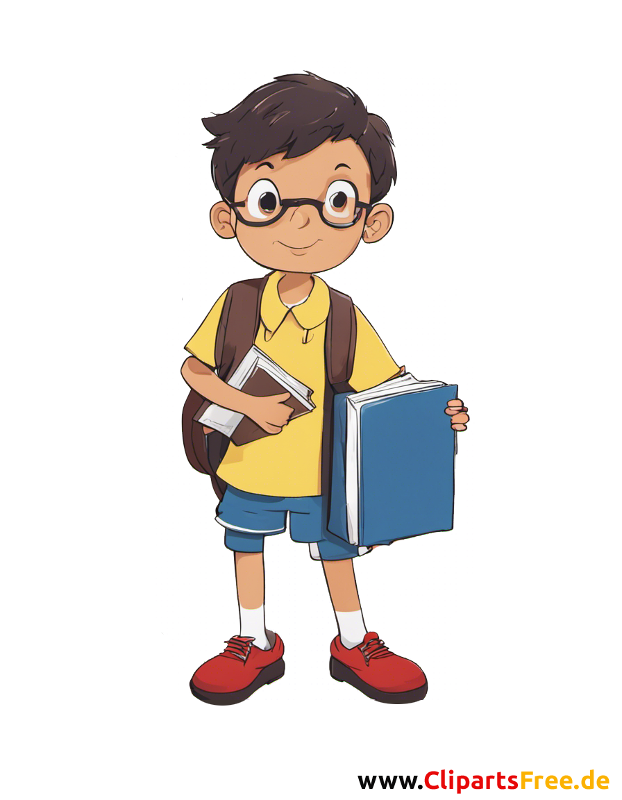 Schüler mit Brille PNG Illustration mit transparentem Hintergrund