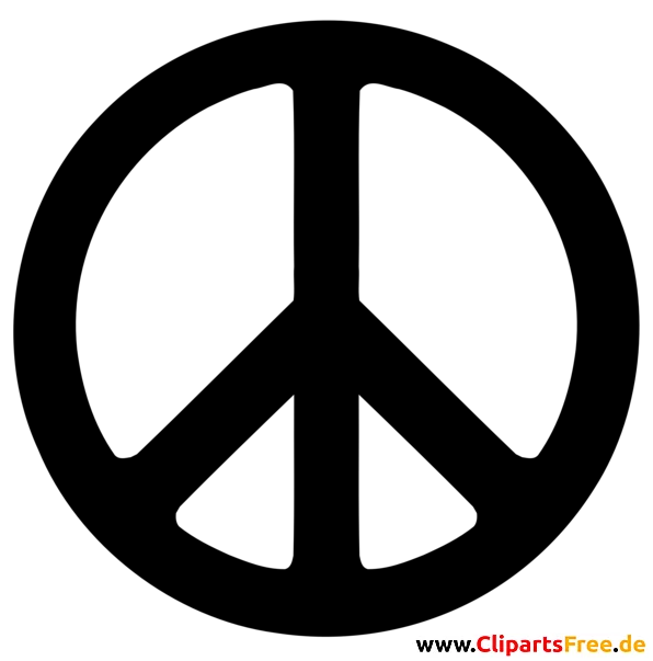 Peace Sign Clip Art black and white to download