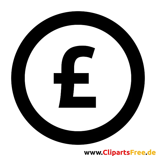 Pfund Zeichen Clipart, Bild, Grafik, Illustration schwarz-weiss