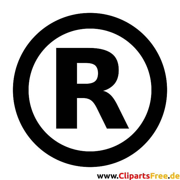 Registrierte Marke Clipart, Bild, Illustration schwarz-weiss