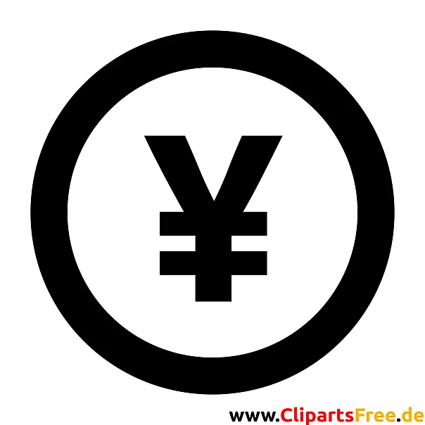 Yen Zeichen Clipart, Bild, Grafik, Illustration schwarz-weiss