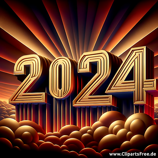 2024 clipart 3D em ouro