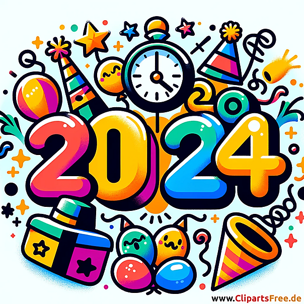 Ilustra??o de feliz ano novo de 2024