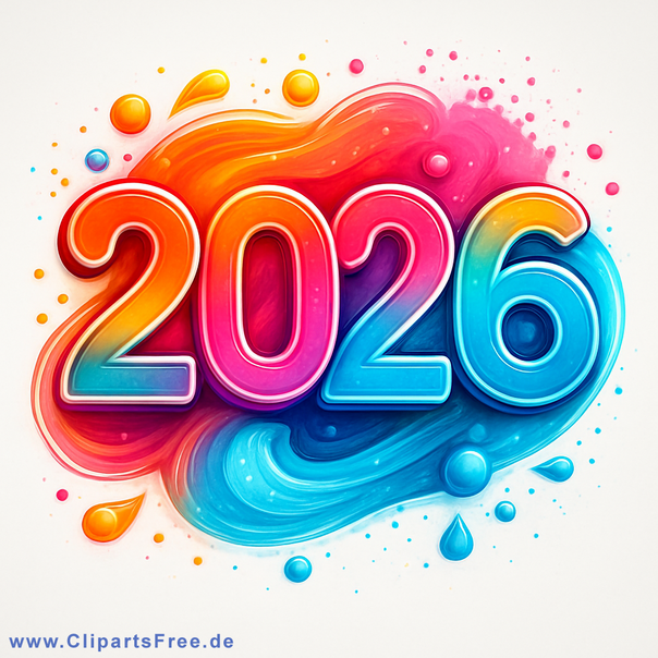 2026 bunte Zahlen zum Silvester PNG-Bild