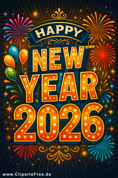 2026 Frohes Neues Jahr Glückwunschkarte