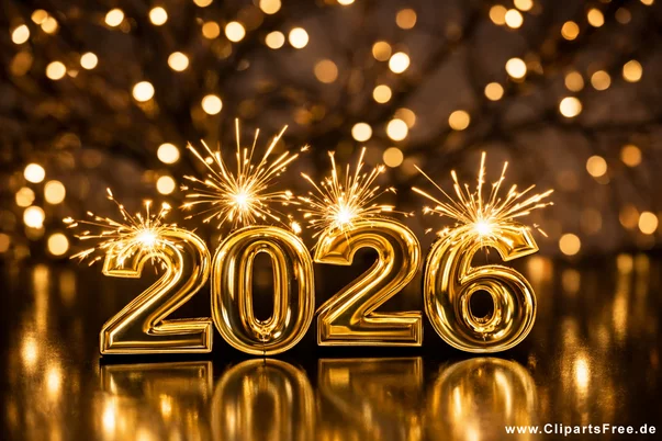2026 goldene Zahlen zum Silvester PNG-Bild