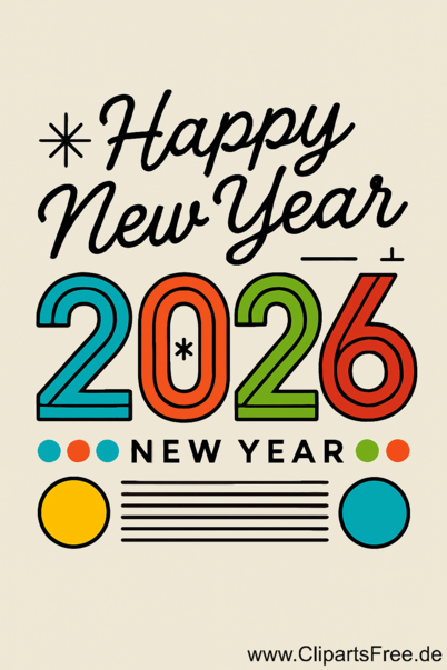 2026 Grusskarte 'Happy New Year'