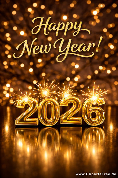 2026 Happy New Year PNG-Bild