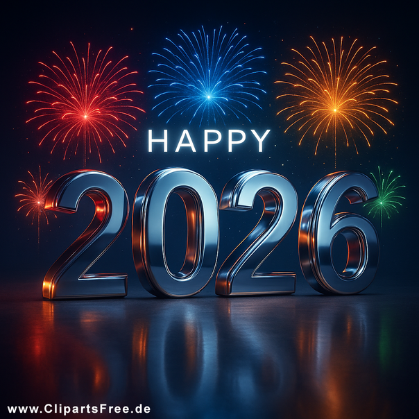 Bunte Feuerwerke zum Silvester 2026 Clipart