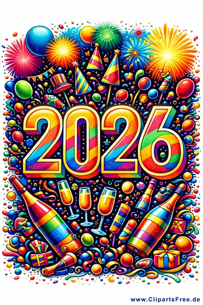 Buntes Bild mit Feuerwerken zum Silvester 2026
