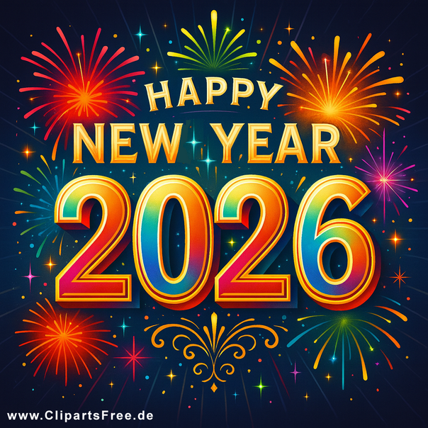 Frohes Neues Jahr 2026 Clip Art