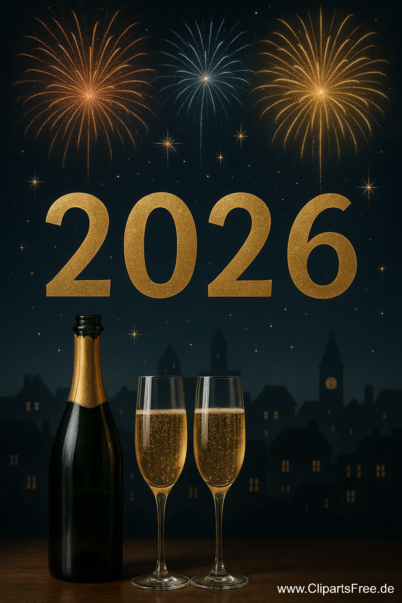 Silvester Clipart 2026 - Bilder zum Silvester