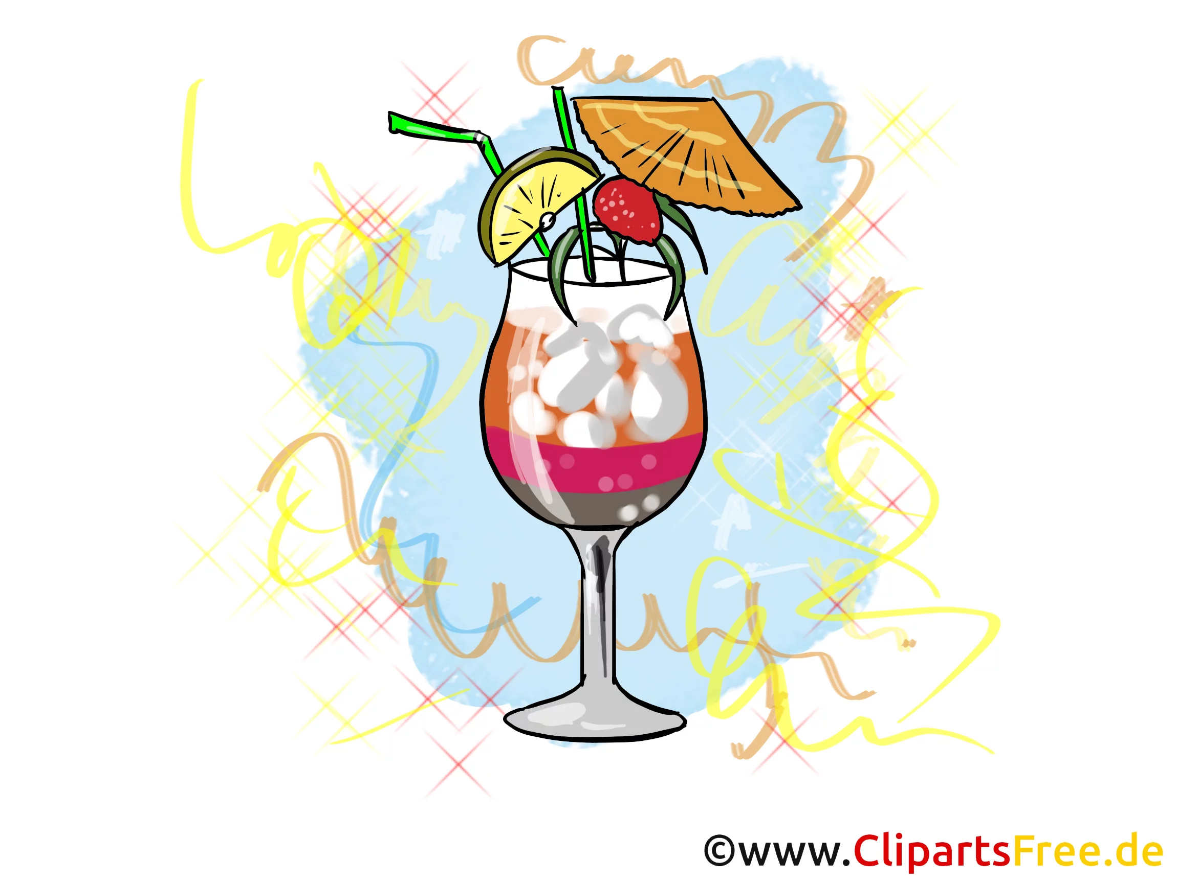 Cocktail Clipart, Bild, Illustration für Silvester