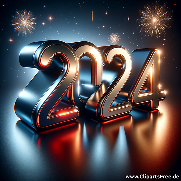 3D Illustration zum Neujahr 2024