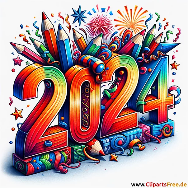 Bunte Zahlen 2024 zum Feiern vom Silvester
