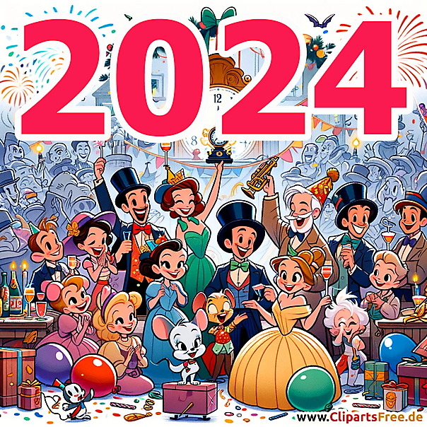 Cartoon Illustration zum Silvester 2024