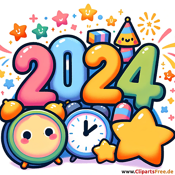 Frohes Neues Jahr Clipart 2024