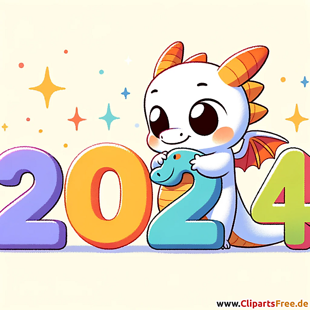 Neues Jahr 2024 Drachen Clipart