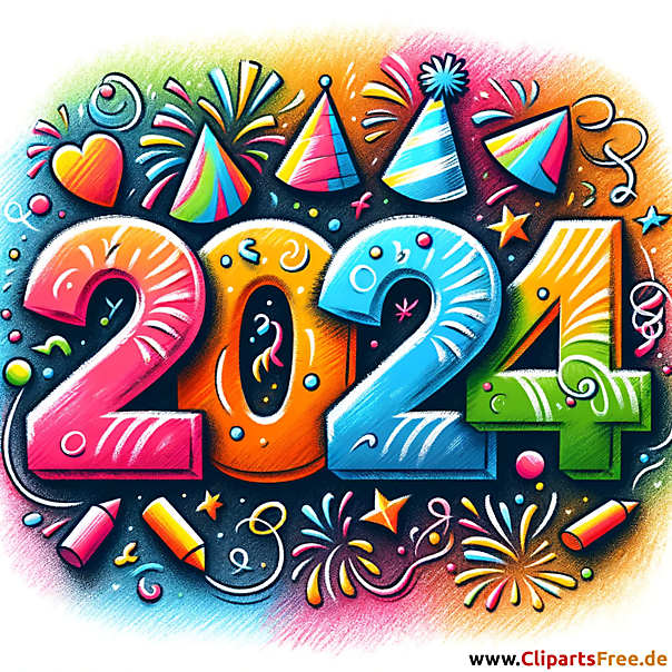 Silvester 2024 Clipart-Grafik