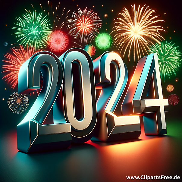 Silvester Clipart zum Neujahr 2024