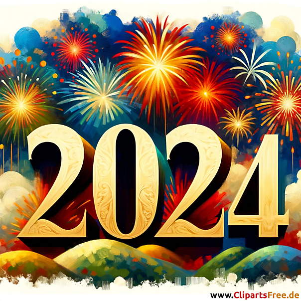 Silvester feiern Clipart im Gemäldestil