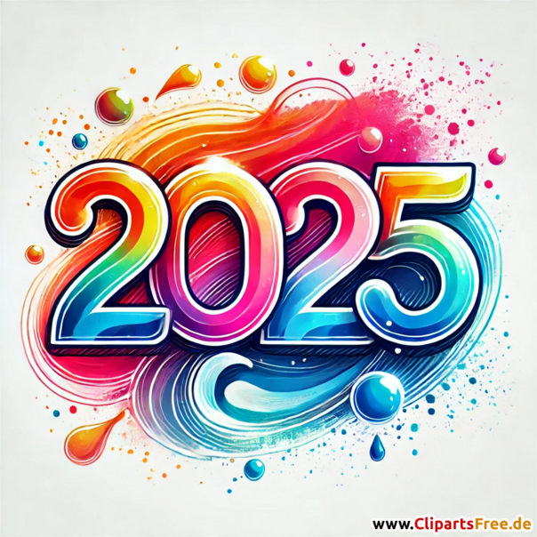 2025 bunte Zahlen zum Silvester PNG-Bild