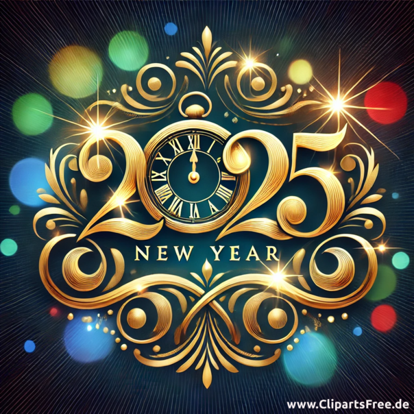 2025 Glückwunsch zum neuen Jahr mit goldenen Zahlen
