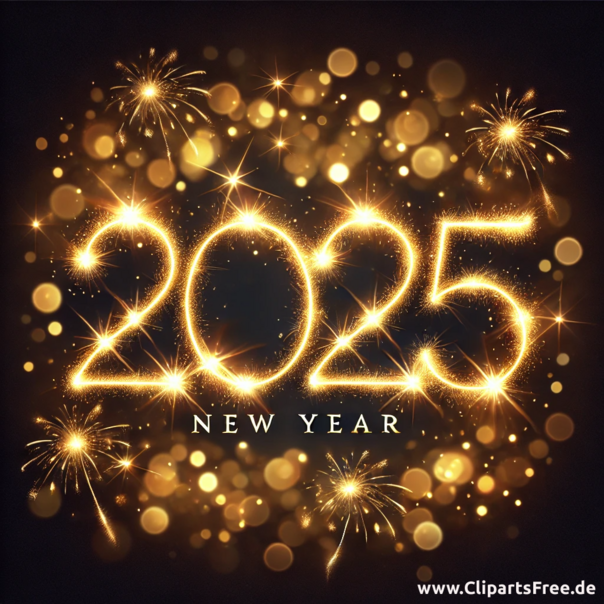 2025 Glückwunsch zum Neujahr mit Feuerzahlen