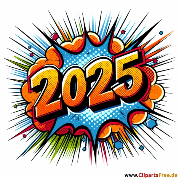 2025 im Comicstil Bild zum Silvester