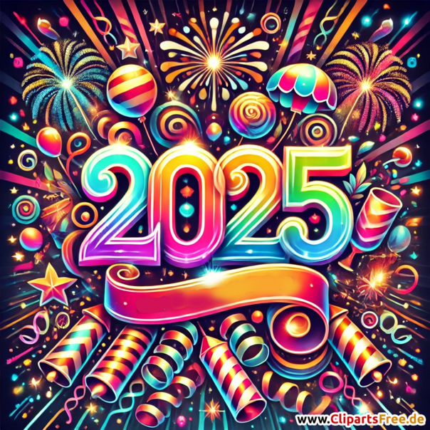 Bunte Bilder mit Feuerwerken zum Silvester 2025