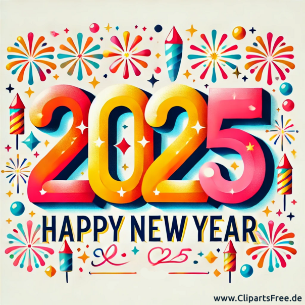 Bunte Feuerwerke zum Silvester Clipart