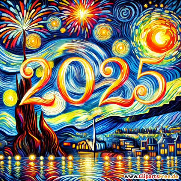 Frohes Neues Jahr 2025 Bild zum teilen in WhatsApp