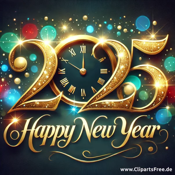 Goldene Zahl 2025 zum Silvester Clipart
