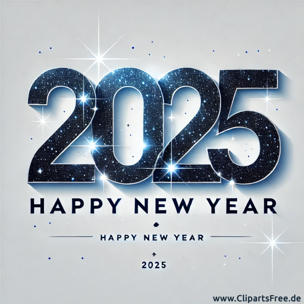Happy New Year 2025 auf Englisch Grusskarte