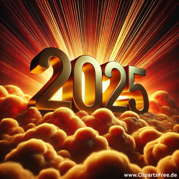 Jahr 2025 Zahlen in Gold - Clipart zum Silvester