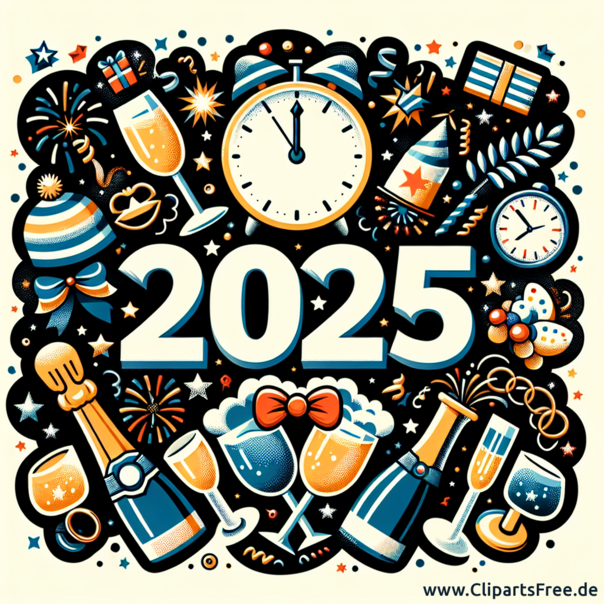 Silvester 2025 Clipart-Grafik - Bilder zum Silvester