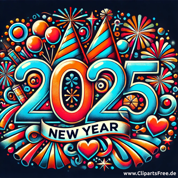 Silvester 2025 Clipart-Grafik
